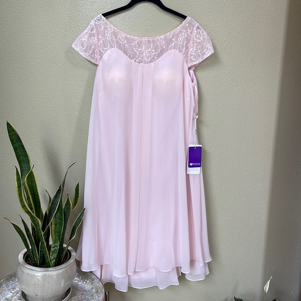 Elegant Pink Lace Overlay Dress
